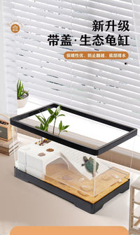 Turtle Tank with Basking Platform and Filter for Small Turtles