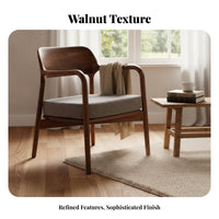 Upholstered Wooden Armchair Minimalist Design Dining Chair With Armrests Thick Cushioned for Lounge Area, Perusing Corner
