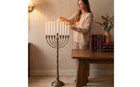 Antique Bronze Menorah Stand Stable Base Floor Standing Candelabra Elegant
