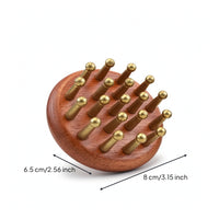 Handheld Wooden Massage Brush with Brass Pins Manual Brass Pin Massager Rounded-Tip Wood Treatment Massage Tool Compact for Home Spa