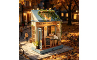 Miniature Coffee Shop Vintage Miniature Cafe Model Warm 3D Puzzle Model Kit for Tabletop Decor