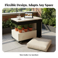 Rotate Elevating-Top Table Adjustable Height Living Room Furniture Movable with Wheels Easy Mobility