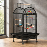 Wheeled Bird Enclosure Caster Wheels Metal Bird Enclosure Peaked Roof for Home
