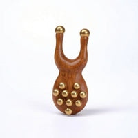 Handheld Frog Massage Tool Compact Wooden Massager with Brass Balls Manual Acupoint Presser Portable for Travel