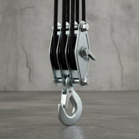Self-Locking Rope Pulley Hoist Compact Pulley Hoist with Hooks Manual Block and Tackle System Labor-Saving for DIYers, Mechanics, Workshops, Garages, Warehouses