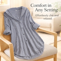 Long Sleeve Tops Women Striped Blouse for Office and Business Casual, Oversized Shirts for with Polyester Material, Loose Fit