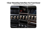 Aged-Bone Look Car Vent Ornament with Clip Long-Lasting Skeleton Skull Figure Gothic Resin Skeleton Ornament Spooky for Goth Decor Lovers, Halloween Decoration