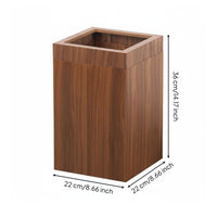 Nordic Design Paper Bin Easy to Clean Rectangular Wood Wastebasket Top Wood Garbage Can Bucket for Bedroom, Washroom, Office