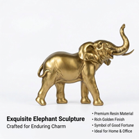 Elephant Statue Sculpture Gold Mother and Child, Synthetic Resin Feng Shui Eleph #variant:Trunk Up