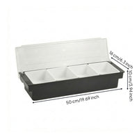 Multi-Compartment Condiment Tray with Removable Cups Compartmented Condiment Container with Lid Easy to Clean Garnish Tray with Compartments Detachable for Bartenders, Hosts, Bar Service, Ingredient Prep