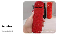 Portable Rhinestone Water Bottle High-End Look Rhinestone Insulated Bottle Luxury Gift for Women, Fashion Lovers, Gifting, Office, Daily Use
