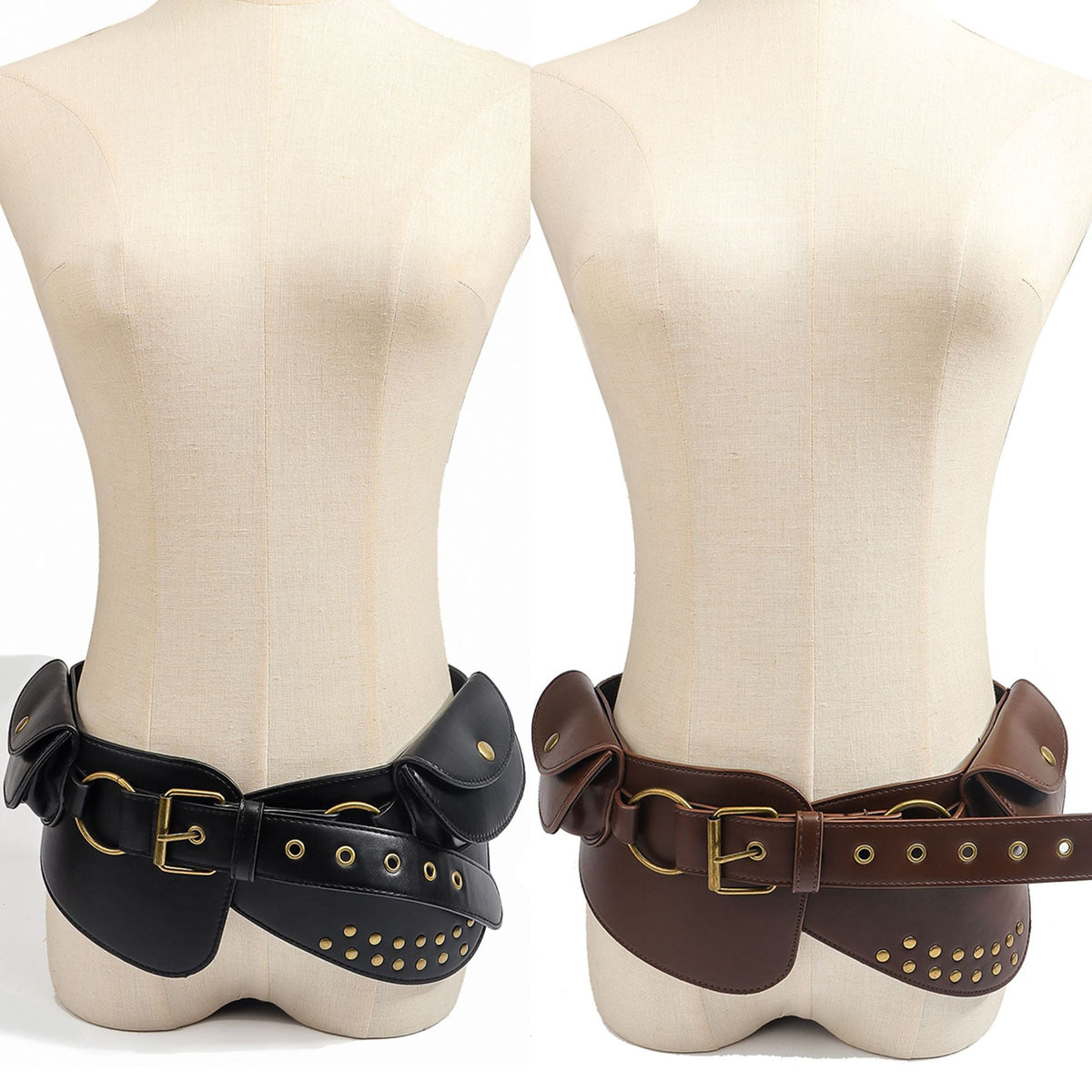 Women's American Retro Rivet Belt with Buckle and Holes, Street Style Waist Accessory