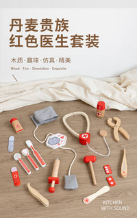 儿童医生过家家玩具套装仿真木制听诊器宝宝医生角色扮演益智玩具