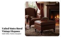Upholstered Armchair Vintage Design Wrapped Side Armchair Chair with Matching Ottoman Highrear Spineing Nailcranial