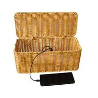 Rattan Weave Storage Basket for Desk, Cable Organizer Box, Plastic, Modern Simple Style