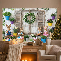 Easter Photography Background 180 x 115 cm Spring Easter Backdrop Bunny Decoration Holiday for Fence Garden Lawn