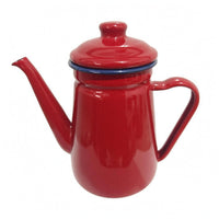 Enamel Coffee Pot Fitted Lid Kitchenware Rounded Body