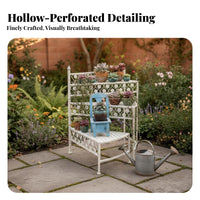 3-Tier Step Plant Stand Weather-Resistant 3-Tier Step Shelf Rust-Proof for Patio