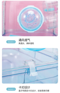 波尔30方形仓鼠笼子别墅豪华双层笼外接笼易清理金丝熊笼子全套