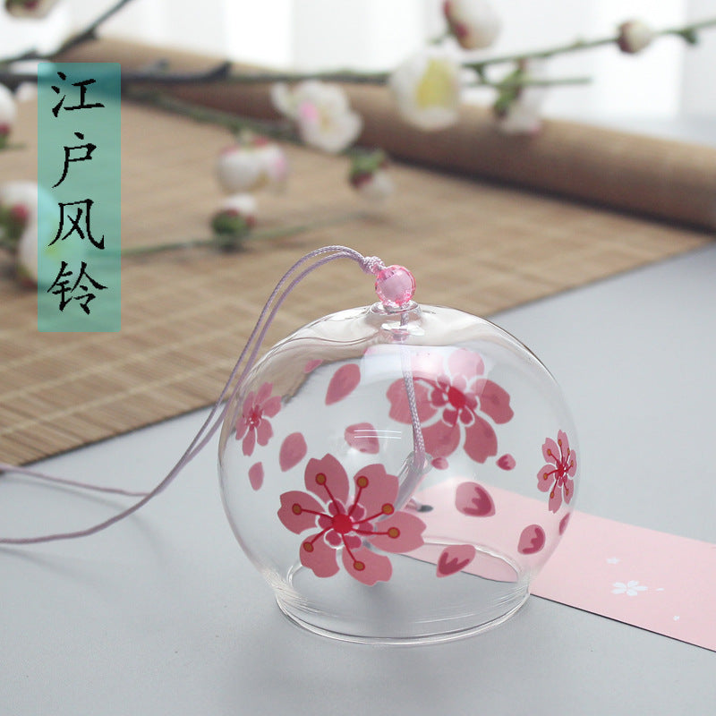 Japanese Style Glass Cherry Blossom Wind Chime for Bedroom & Door Decor
