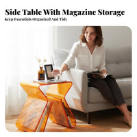 Magazine Rack Table Transparent Nightstand Minimalist Design for clearice, Readers