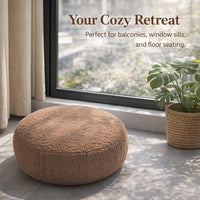 Round Teddy Fleece Floor Cushion, Large Floor Cushion Seating, Soft Thick Floor Pillow, Modern Minim - Image 4