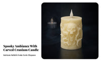 Spooky Skull Candle | Warm Eerie Glow, LED Candle with artificial wick, for spooky venues