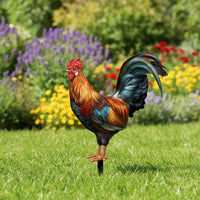 Cock Garden Stake Printed Cock Ornament with Stake Decorative