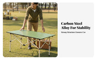Foldable Design Folding Camping Table Carry Bag Included Portable Roll-up Table Sturdy & Stable Camp Equipment Tool-Tool-Less Assembly for Campers, Picnickers, Families, Street Market, Beach, Backyard, Fishing