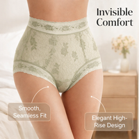 Underwear Women High Waisted Knickers with Gusset Lining, Nylon Pants for Daily Wear and Everyday Use, Lace Trim