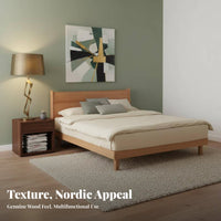 Floating Wooden Bedstead Nordic design Bed Frame Minimalist Aesthetic Bedroom Furniture for Apartment Dwellers, Adults, Small Living Spaces, Guest Room