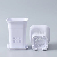 Plant Pot with Slotted Side Vents, Square Flower Pot for Roots, Breathable Pot and Drainage Pot for Indoor Outdoor Plant Growth