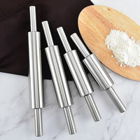 现货不锈钢擀面杖家用烘焙工具不粘面滚轴式擀面棍烘焙饺子手擀面