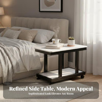 2-Tier Rolling Rolling Table With Wheels Side Table Easy to Assemble