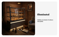 Bakery Display Cabinet Easy to Clean Pastry Display Case High Visibility Commercial Furniture for Cafe Owners, Shopkeepers, Dessert Shop, Supermarket