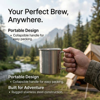 Foldable Coffee Cup Stainless Steel Travel Mug, Outdoor Camping Mug for Hot Drin #variant:350L