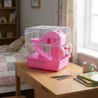 Large Hamster Cage with 10cm Deep Base, Double Layer Habitat Suitable for Hamsters, Indoor Starter Kit Includes All Accessories and Food 400g