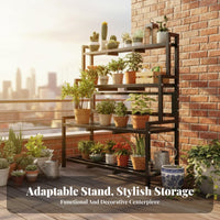 Floor-Standing Tiered Plant Ladder Indoor and Outdoor Use 3-Tier Plant Stand Multi-Functional Flower Pot Holder Space-Saving for Gardeners, Apartment Dwellers, Homeowners, Balcony, Indoors, Outdoors, Living Room