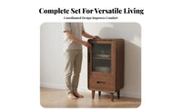 TV Stand and Coffee Table Set New Chinese Design Solid Wood Media Console Recessed Handles Walnut Color Living Room Set for Homeowners, Bedroom