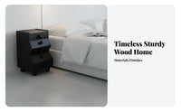 Black Fluted Door Cabinet Retro Design Nightstand mid-centuryera Modern for Bedroom