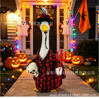 23-Inch Porch Goose Costume with Skull Design for Outdoor Lawn and Yard Decor