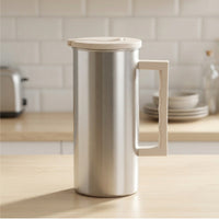 Stainless Steel Cold Water Pitcher Brushed Water Jug Easy-to-Clean Pitcher with Lid and Handle Dishwasher Safe for Office