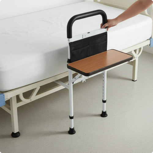 Bed Assist Bar with Tray High Weight Capacity Elderly Bed Grab Bar Anti-Slip Feet Household Assistance for Seniors, Nighttime