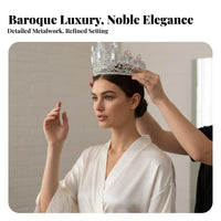 Baroque Queen Crown Sparkling Crystal Bead S Baroque Princess Crown Full Circle Bridal Tiara Regal Design Bridal Headpiece