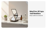 Foldable Design 4 Panel Folding Mirror Portable Back of Head View Mirror Handheld or Stand Use for Women, Men