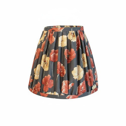 Pleated Cloth Lampshade Decorative Floral Print Lampshade for Bedroom, Study