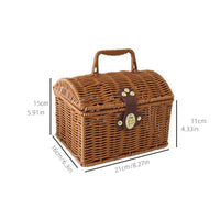 woven Basket with Lid and Handle Rattan picnic Basket with Handle Lidded for Picnics, Gift Packaging