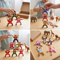 Wooden Strongman Stacking Balance Blocks for Kids, Educational Toy for Early Learning