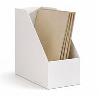 Desk Storage Box with Lid and Slanted File Holder, Desktop Organiser for Office Home, Large Capacity Accessories for Women