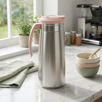 Brushed Metal Stainless Steel Water Pitcher Cold Stainless Steel Water Jug Modern Beverage Pitcher Elegant for Hosts, Servers, Kitchen